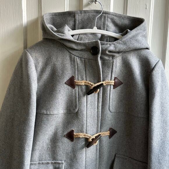 J Crew Classic Duffle Toggle Hooded Coat Melton Wool - Picture 3 of 9